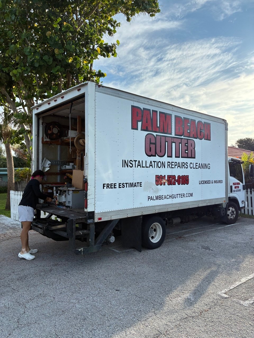Palm Beach Gutter truck loaded and ready for a job
